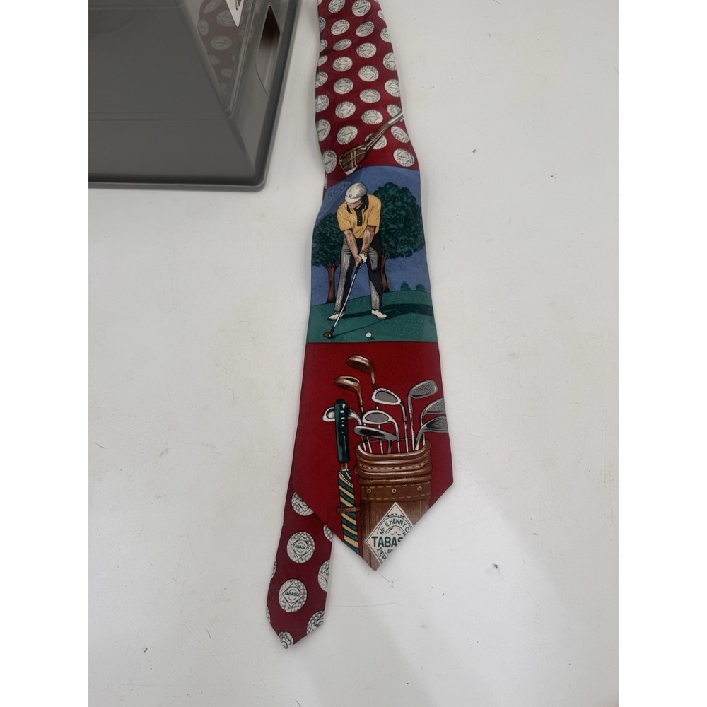 TABASCO USA Tie Golf Golfing Player Balls Club Court Silk Necktie IN18-218